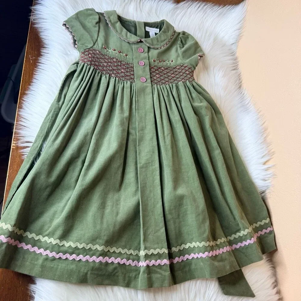 Charter Club Vintage Inspired Smocked Micro Corduroy Dress Size 6